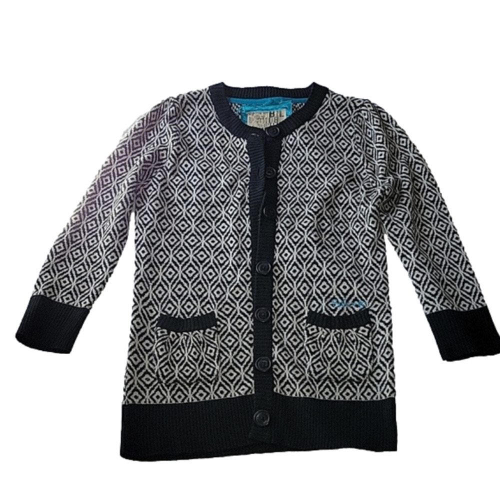 BILLABONG Black Cream Cardigan Sweater Small EUC